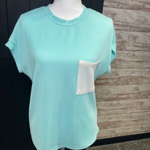 Corded Short Sleeve Pocket Top